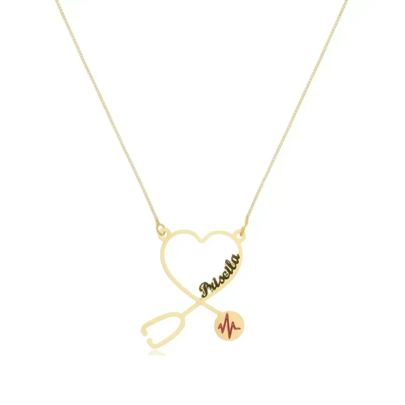 Colar Personalizado Área da Saúde Banhado a Ouro