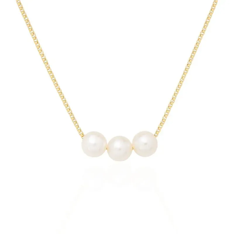 Colar Veneziana 3 Pérolas 10mm