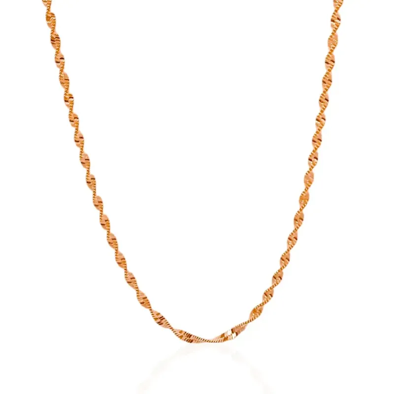 Corrente Torcida 3,2mm 45cm Banhada a Ouro