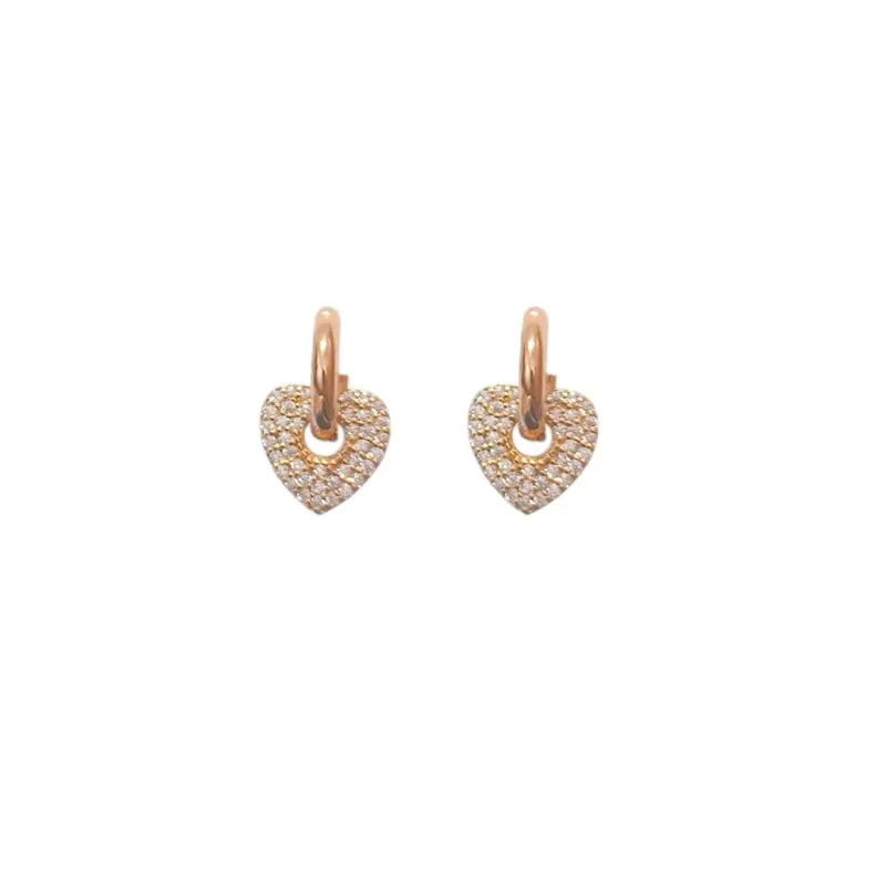 Mini Argola com Pingente Coração Cravejado em Zirconia
