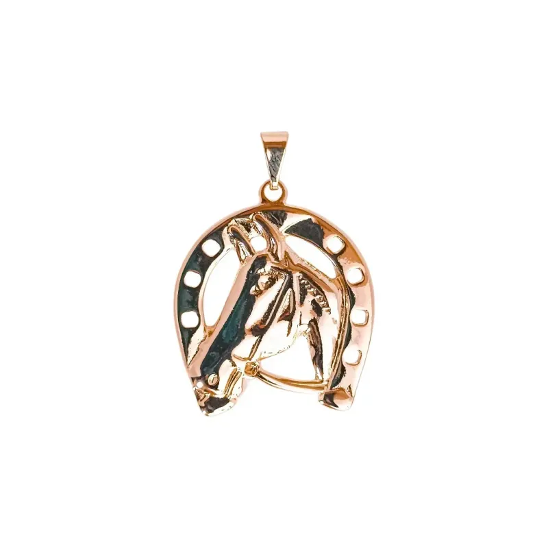 Pingente Cavalo e Ferradura Dourado