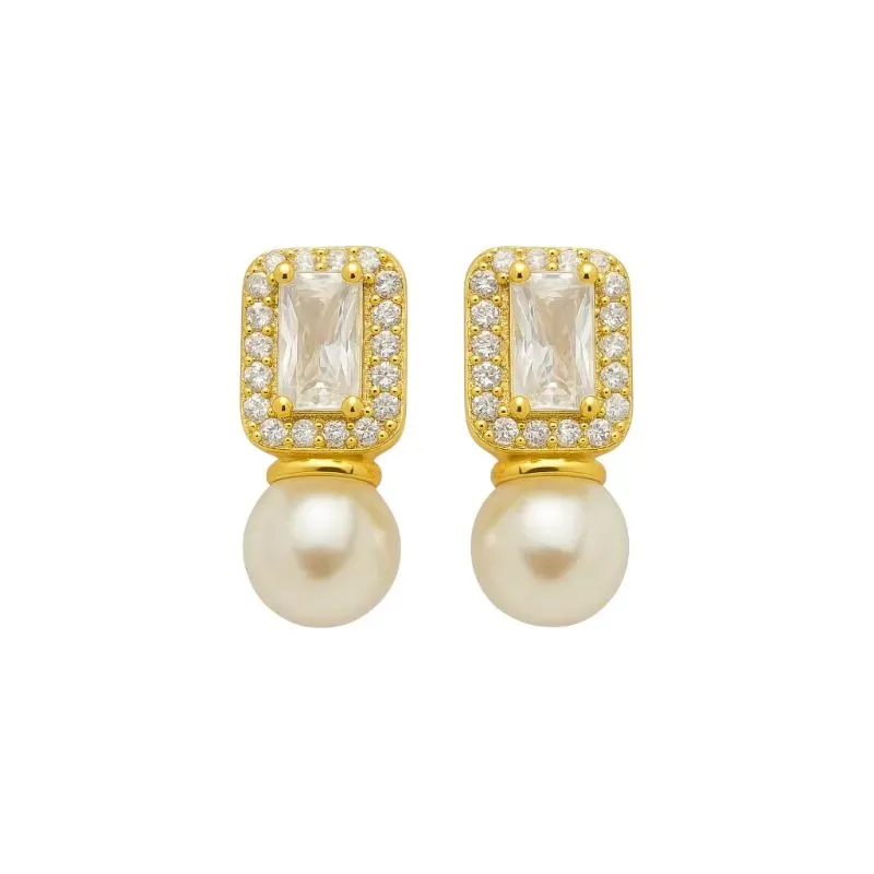 Brinco Clássico Zircônias e Pérolas