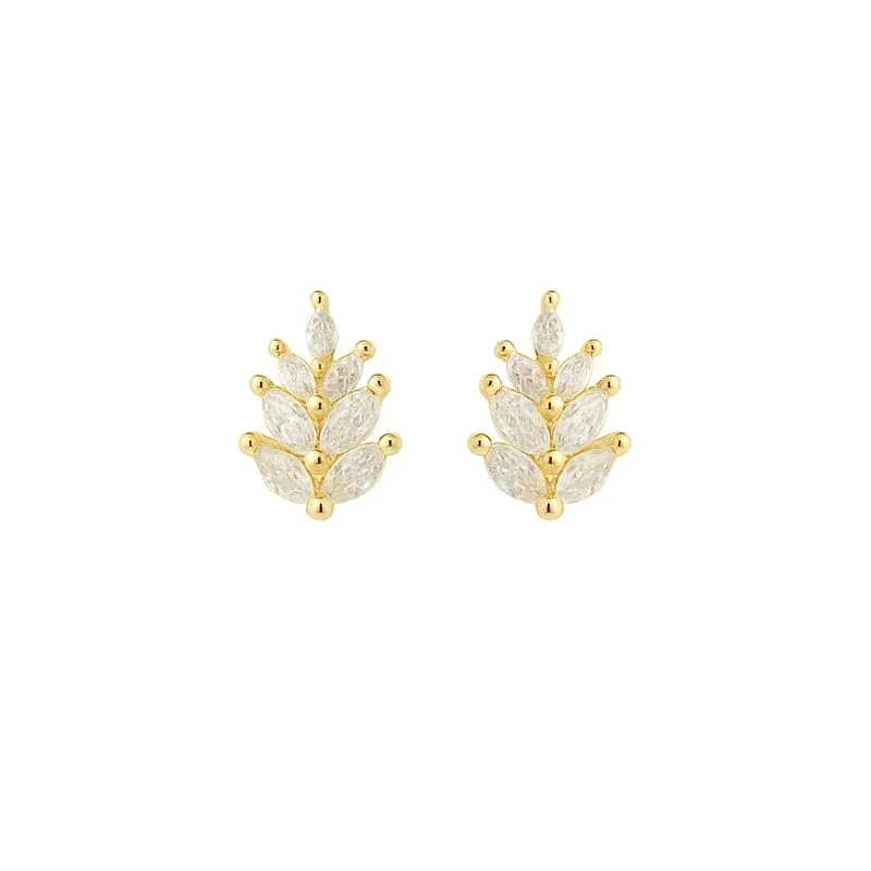 Brinco Mini Folhas em Cristais