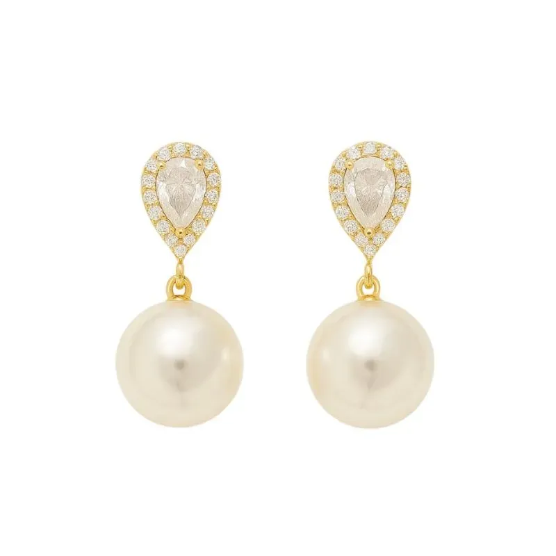 Brinco Clássico Gotas, Zircônias e Pérolas