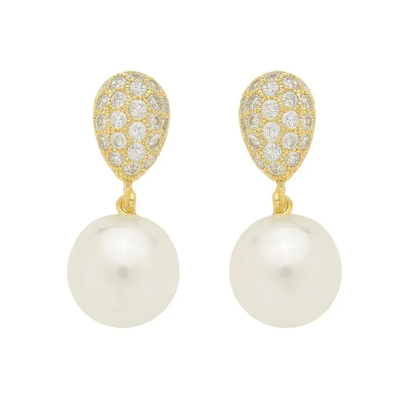 Brinco Clássico Zircônias e Pérolas