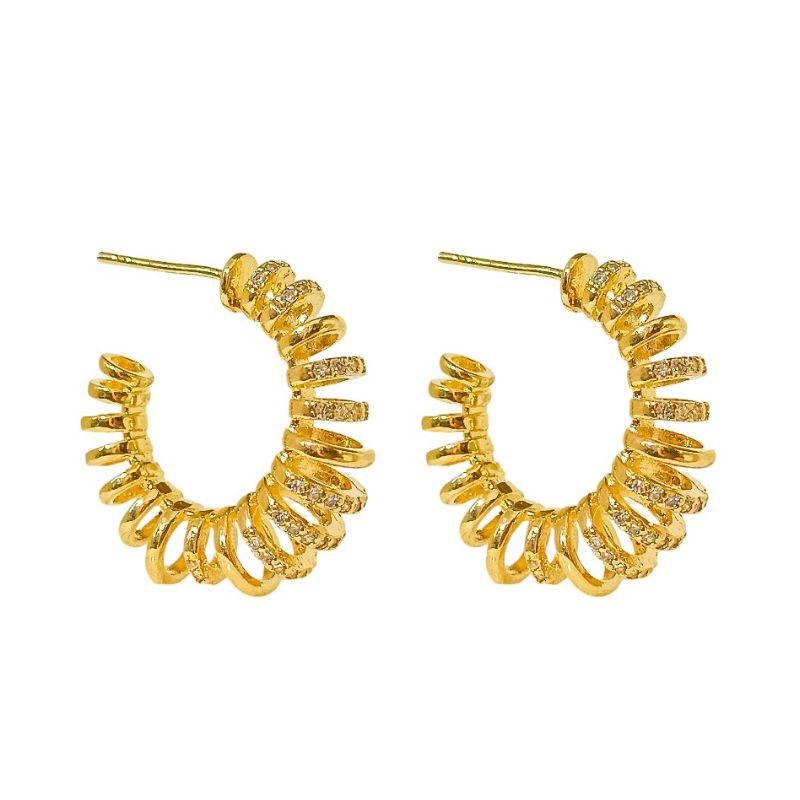 Brinco Argola Espiral Cravejada