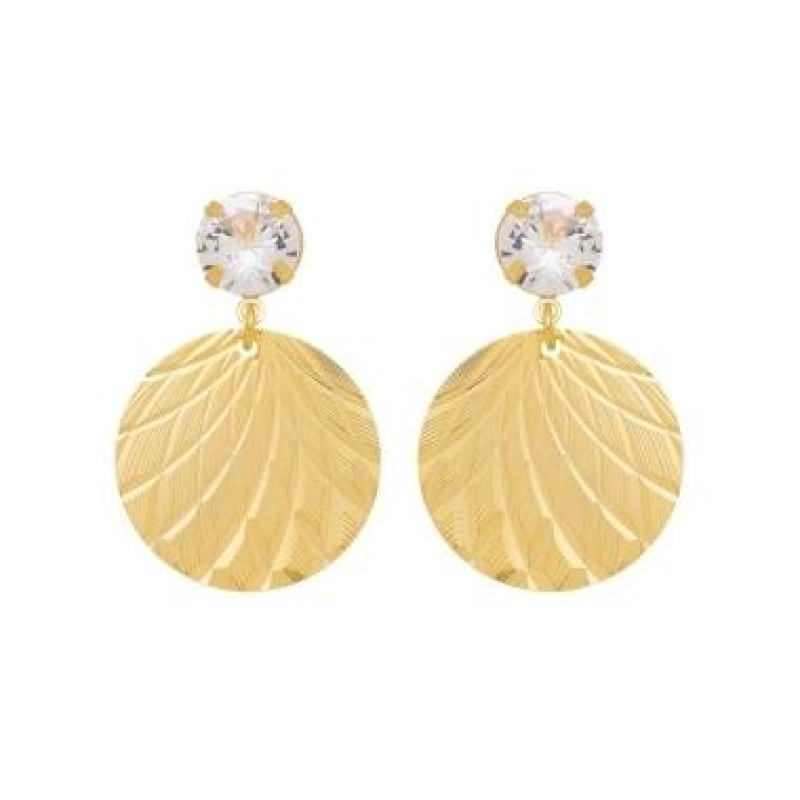 Brinco Trabalhado com Zirconia Banhado a Ouro