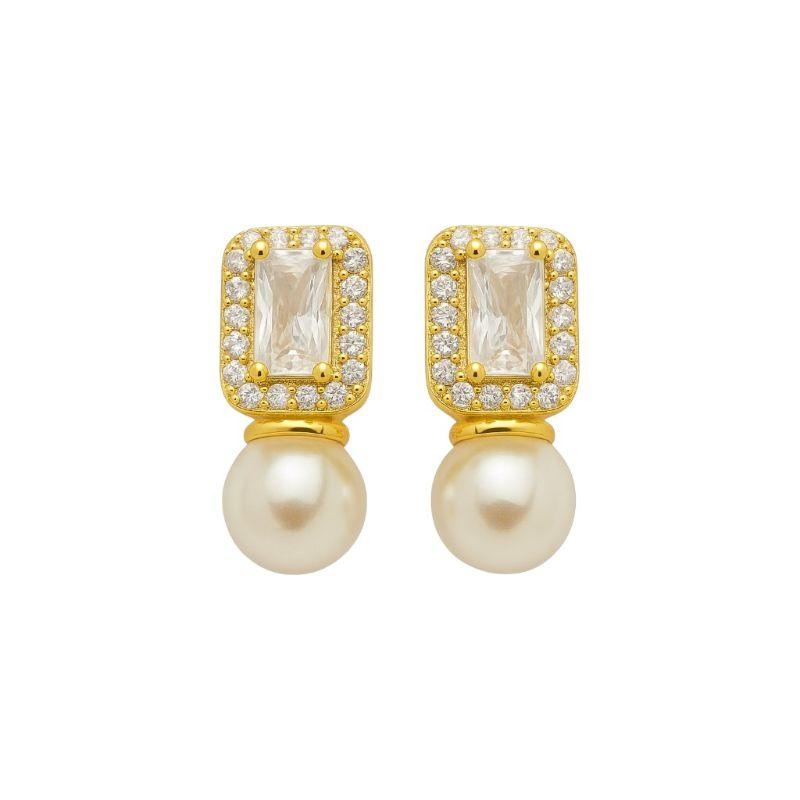 Brinco Clássico Zircônias e Pérolas
