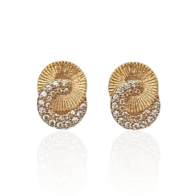 Brinco Elos Cravejados Banhado a Ouro