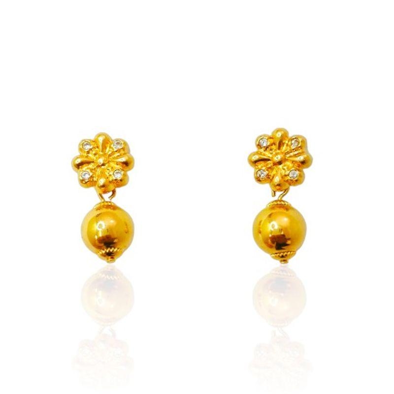 Brinco Flor Bola Dourada