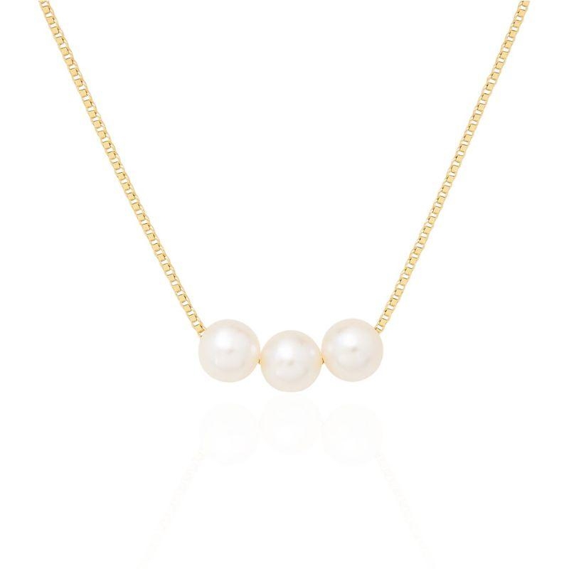 Colar Veneziana 3 Pérolas 10mm