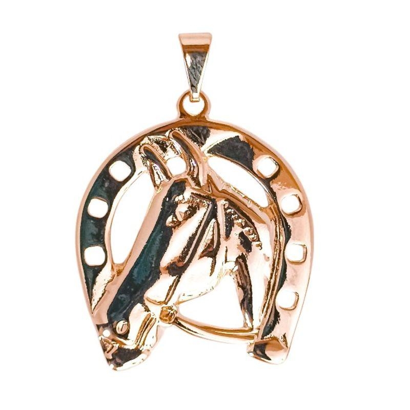 Pingente Cavalo e Ferradura Dourado