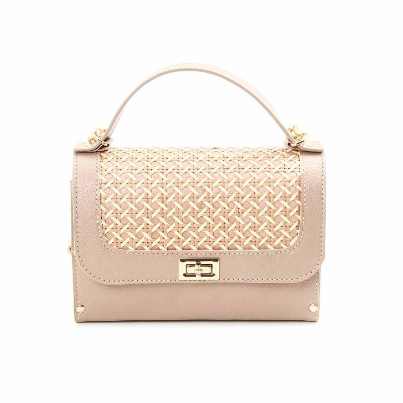 Bolsa Baú em Couro Legítimo Palha