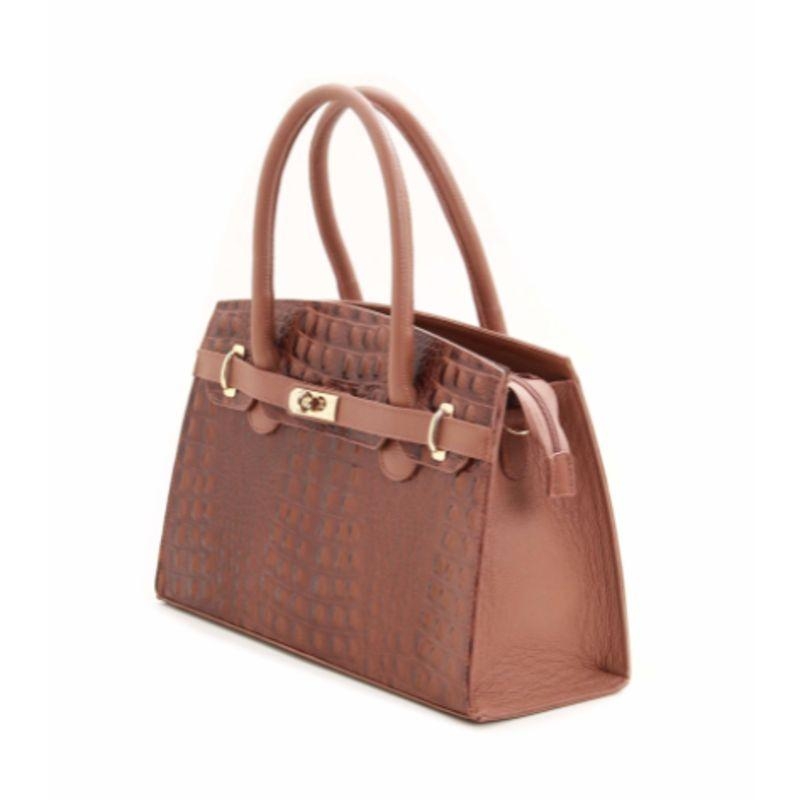 Bolsa em Couro Legítimo Croco Marrom