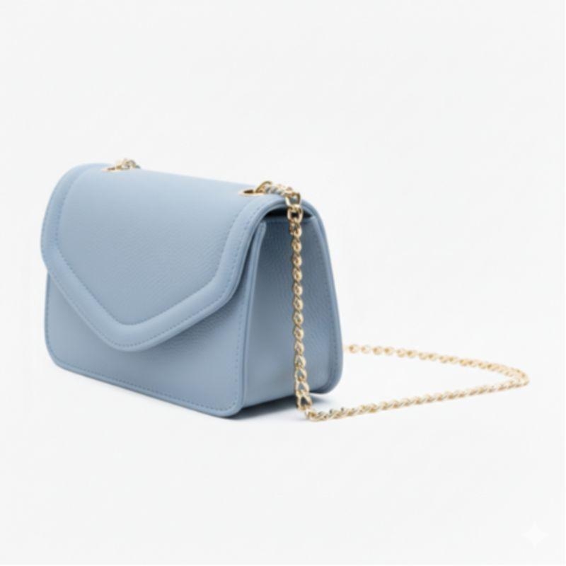 Bolsa Envelope Azul Couro Legítimo