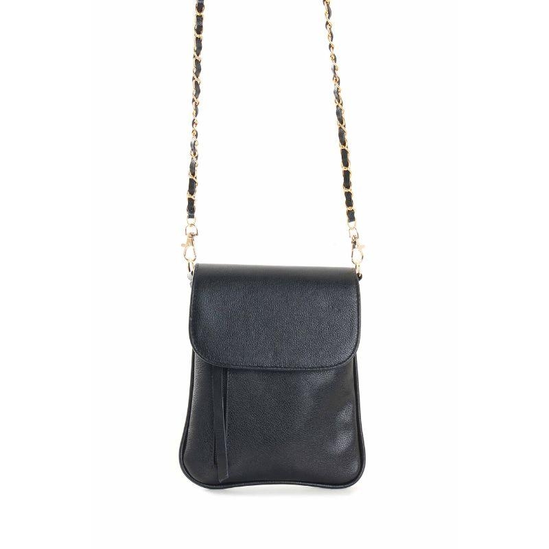 Bolsa Lateral  Pequena em Couro Legítimo Preto