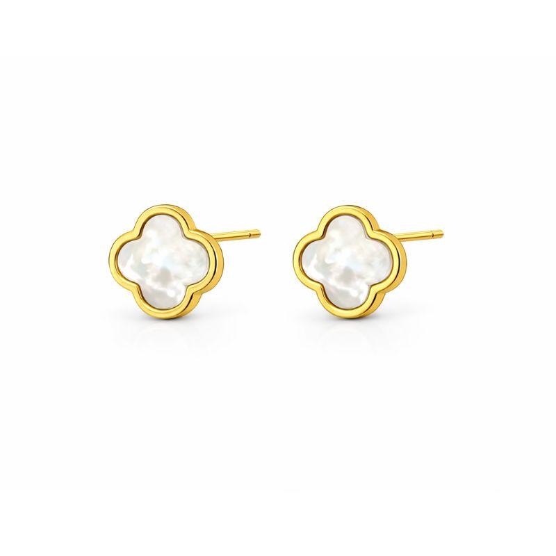 Brinco Á Prova D'agua Mini Trevo Madrepérola