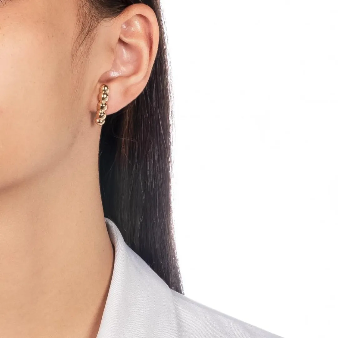 Brinco Ear Hook Bolinha Banhado a Ouro