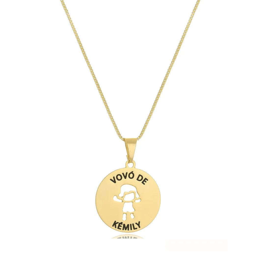 Colar Personalizado com Detalhe Vazado Banhado a Ouro