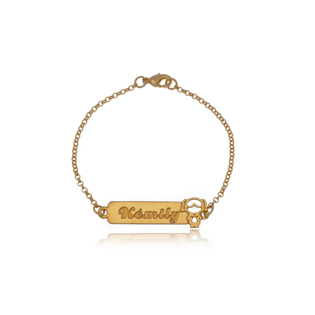 Pulseira Personalizada Infantil Banhada a Ouro
