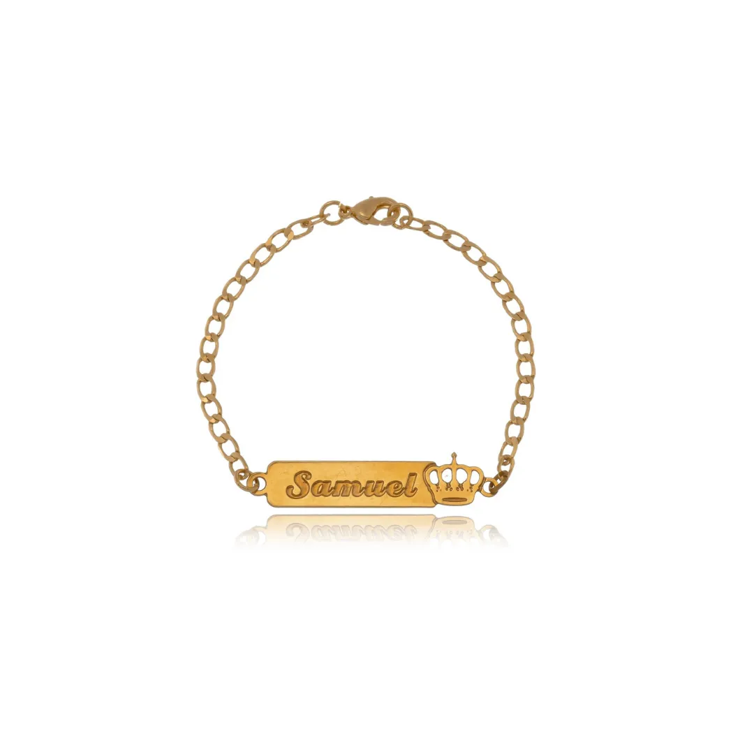 Pulseira Personalizada Infantil Banhada a Ouro