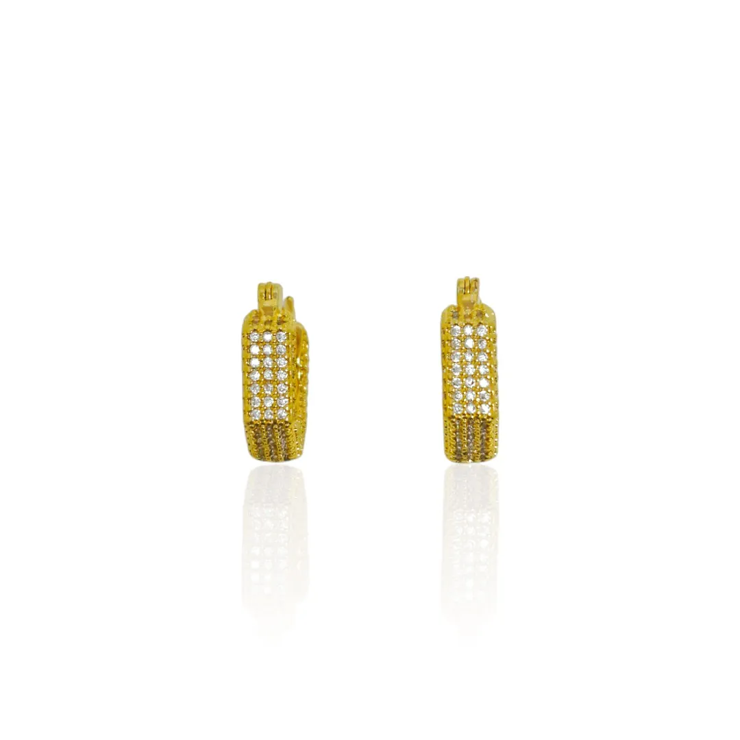 Brinco Hexagonal Cravejado Zircônia