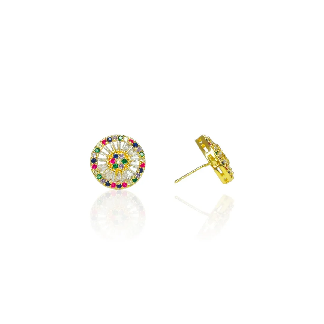 Brinco Pizza Colorido Banhado a Ouro