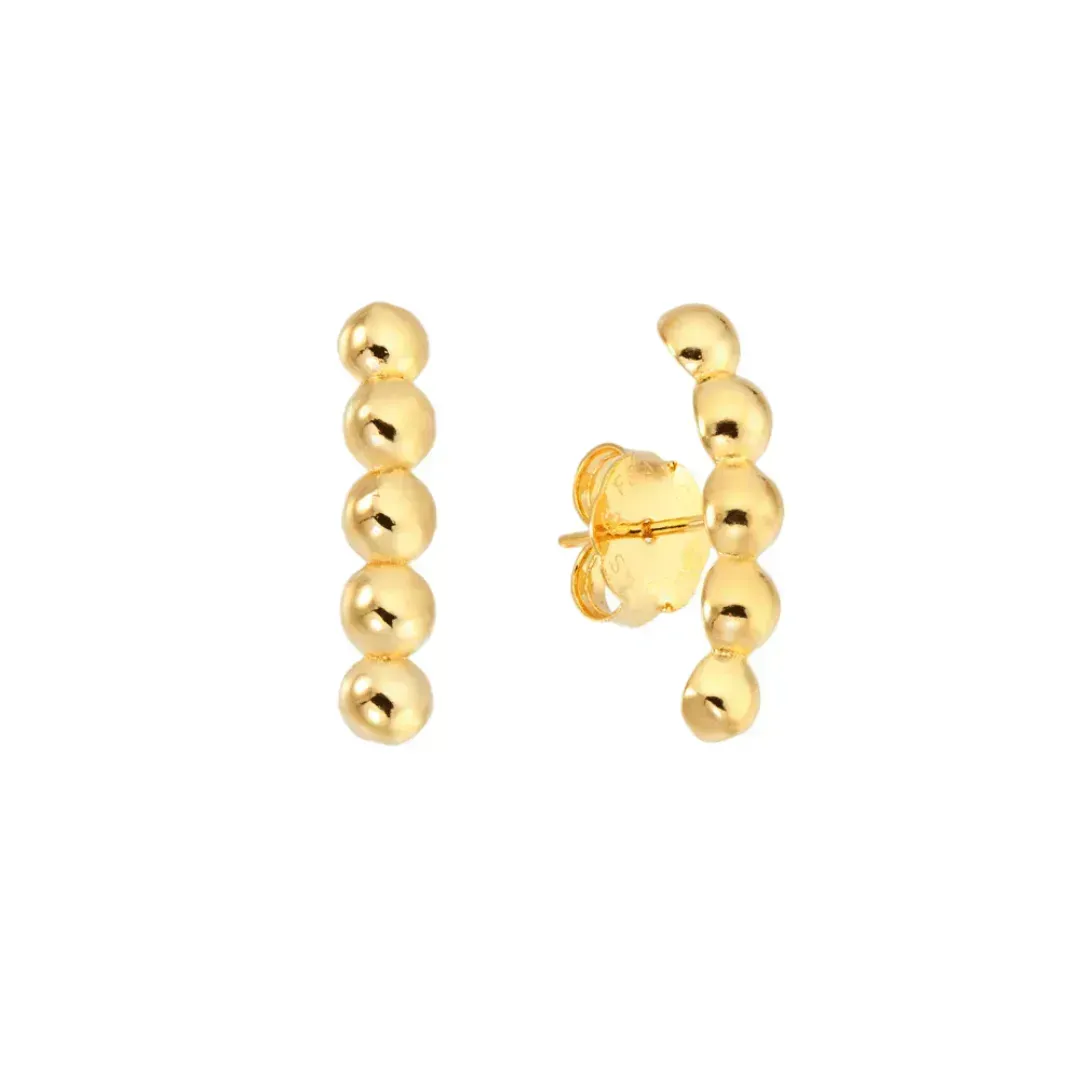 Brinco Ear Hook Bolinha Banhado a Ouro