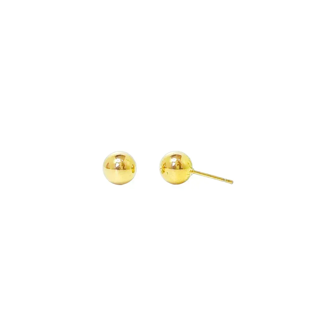 Brinco Fixo Bola lisa 6mm Banhada a Ouro