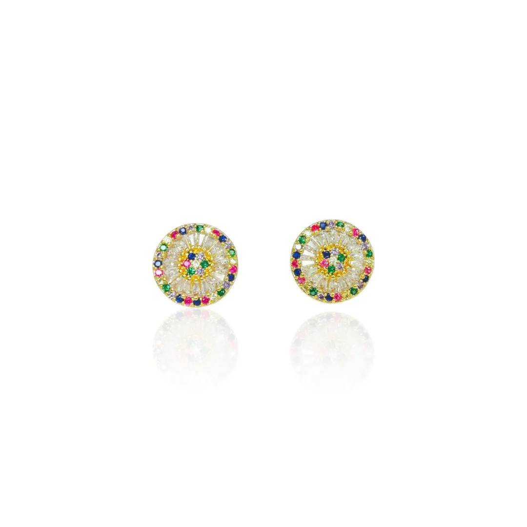 Brinco Pizza Colorido Banhado a Ouro