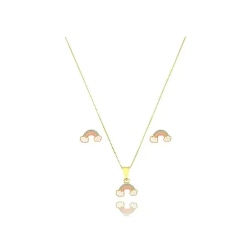 Conjunto Infantil Resinado Banhado a Ouro