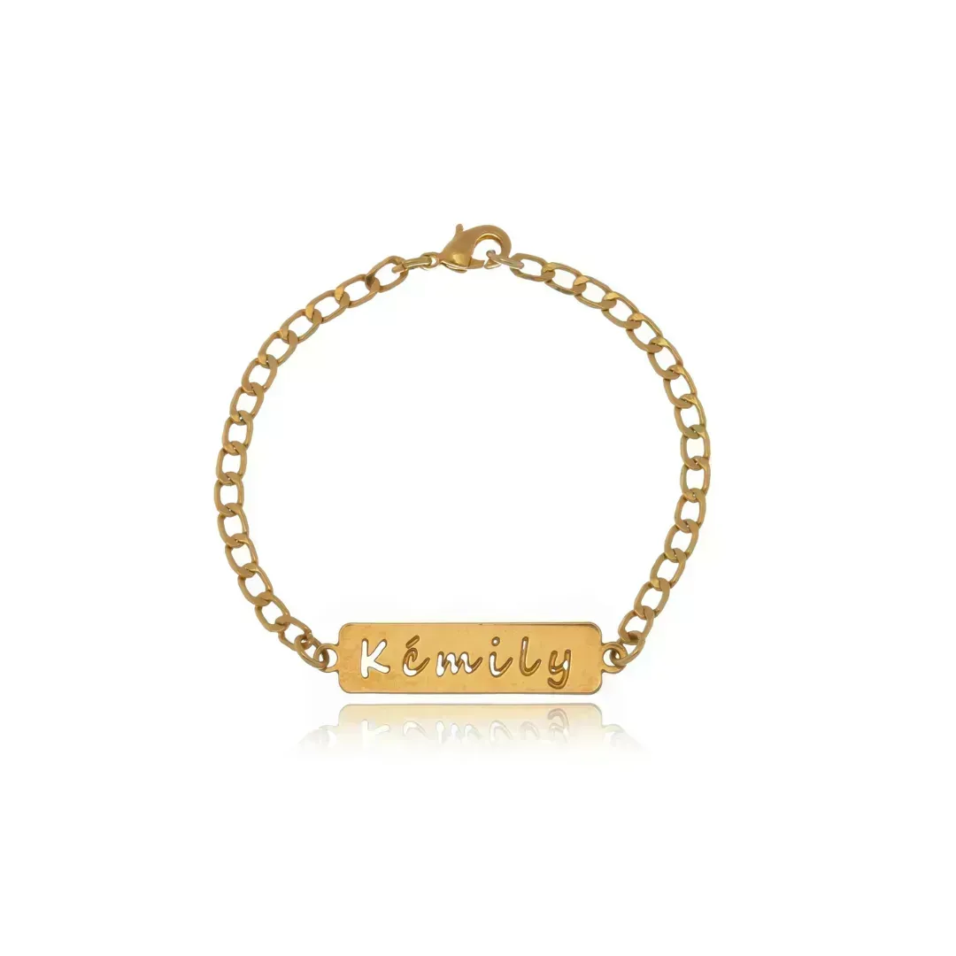Pulseira Personalizada Infantil Banhada a Ouro