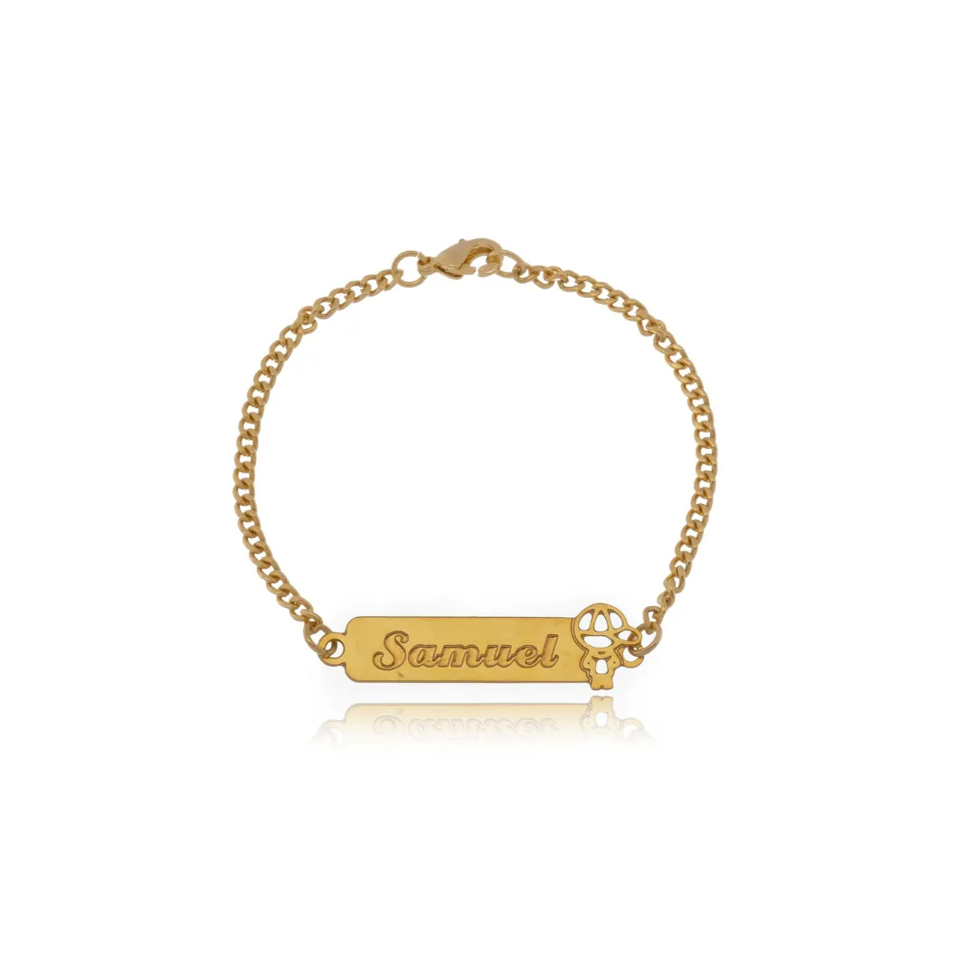 Pulseira Personalizada Infantil Banhada a Ouro
