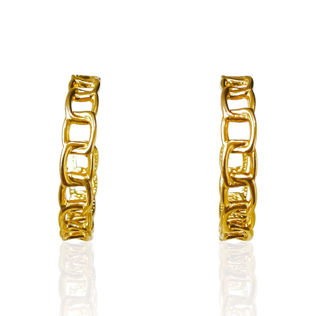 Argola Corrente Banhada a Ouro
