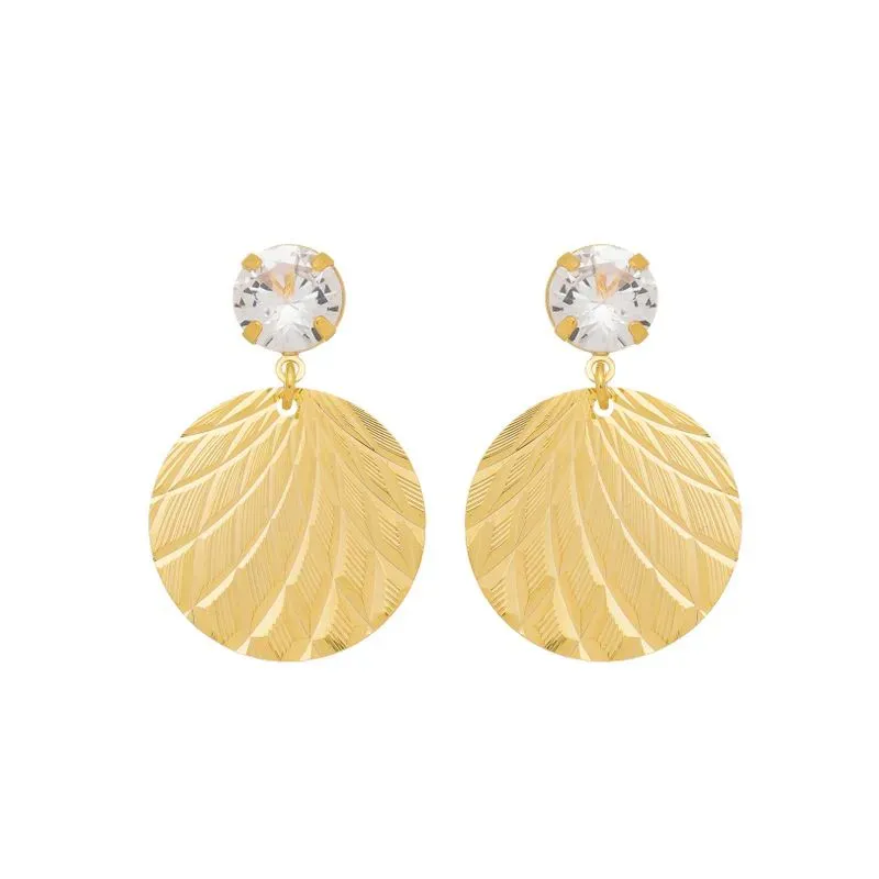 Brinco Trabalhado com Zirconia Banhado a Ouro