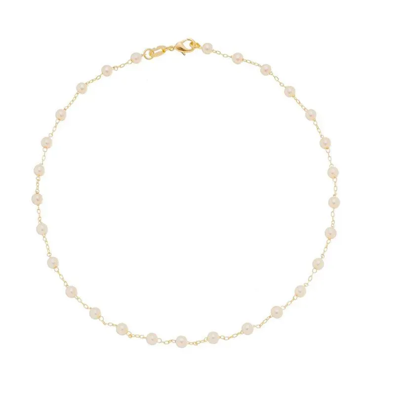 Colar Mini Pérolas Banhado a Ouro