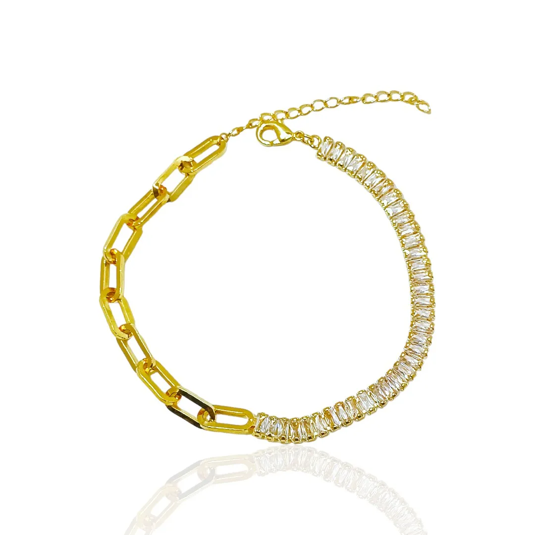 Pulseira Meio a Meio Zircônias e Cartier