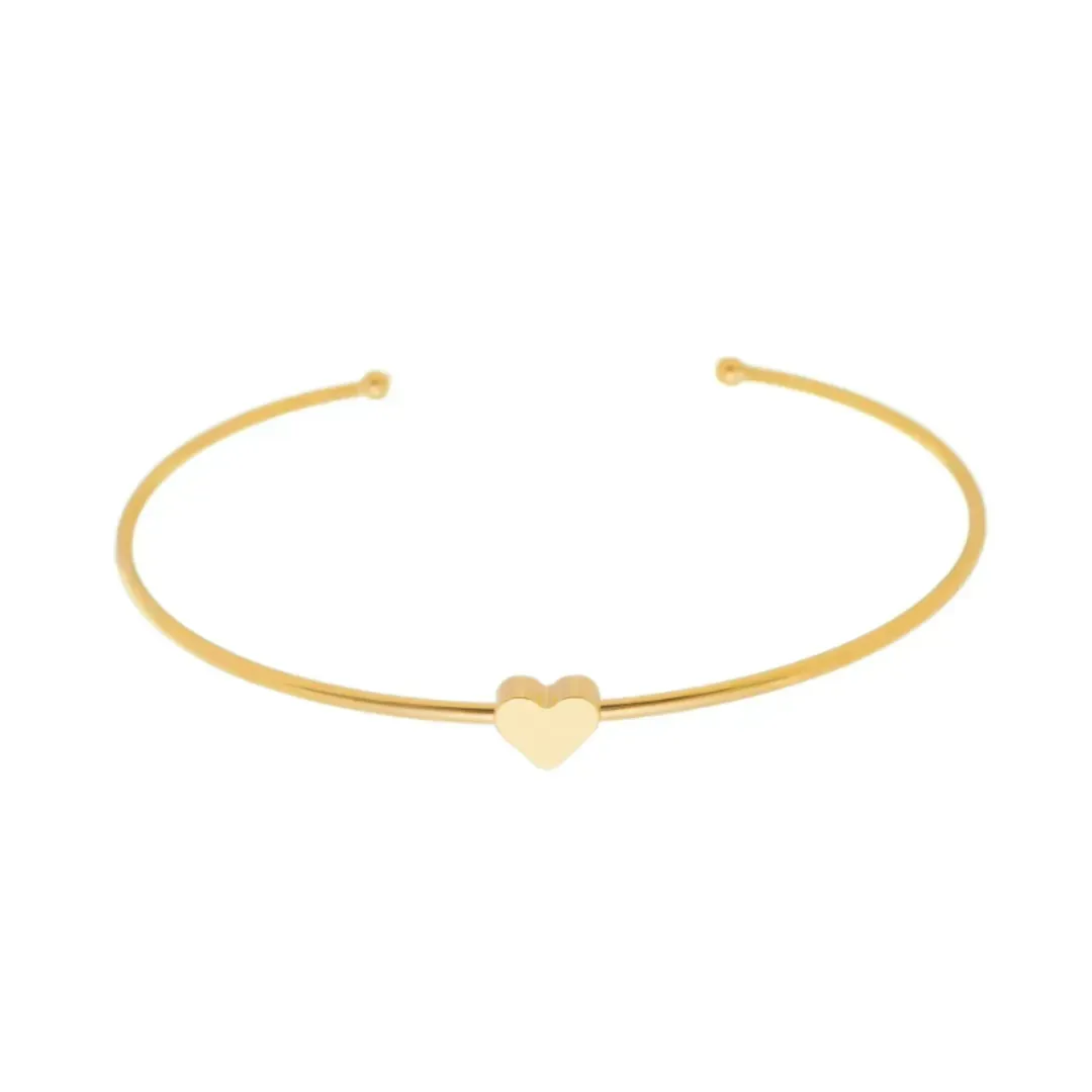 Bracelete Fio com Coração Banhado a Ouro