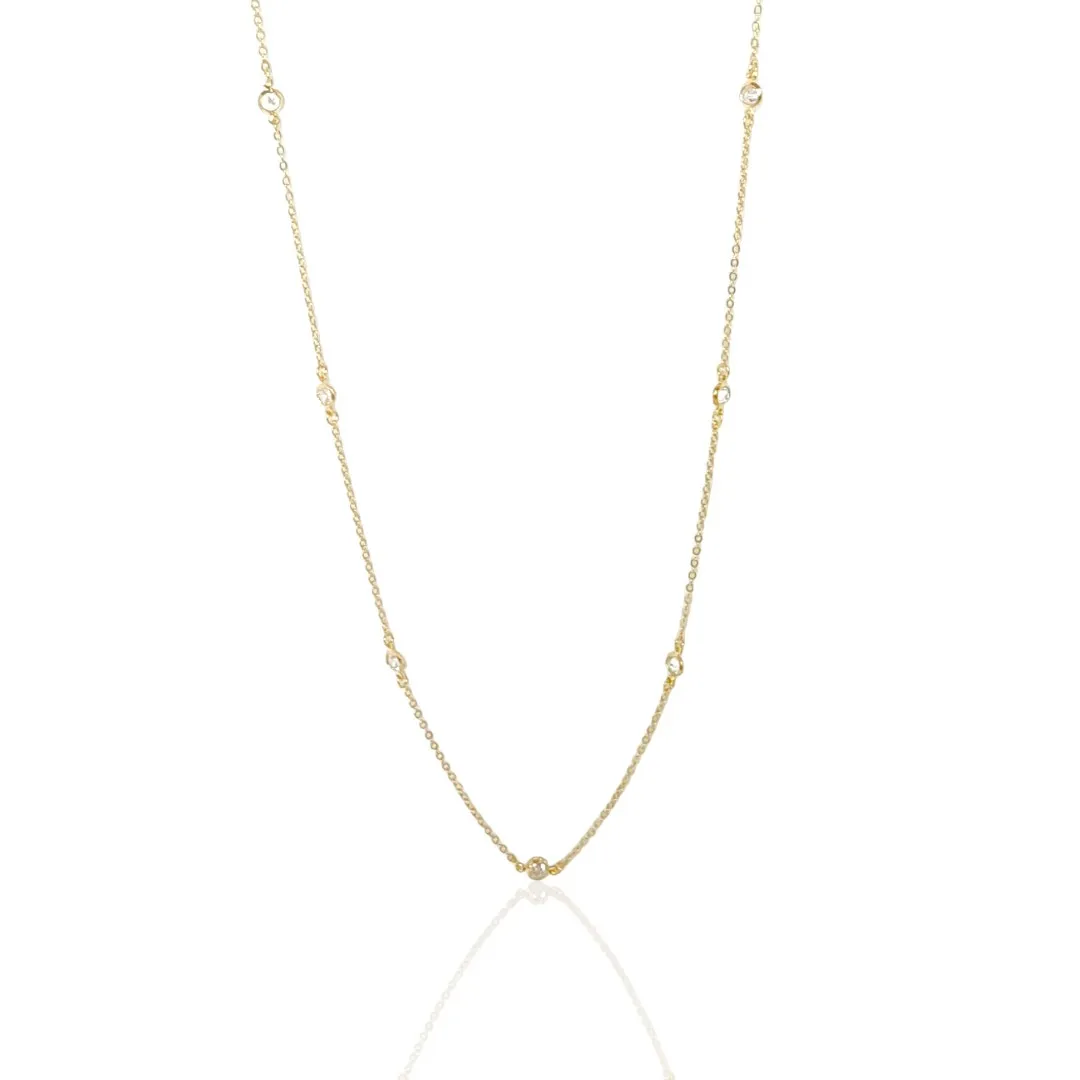 Colar Mini Zirconia Redonda 80cm