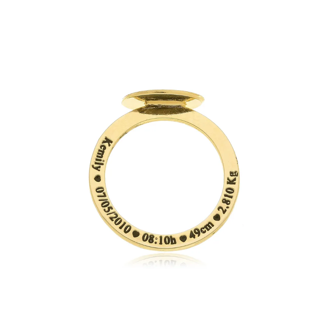 Anel Personalizado Foto e Escritas Banhado a Ouro
