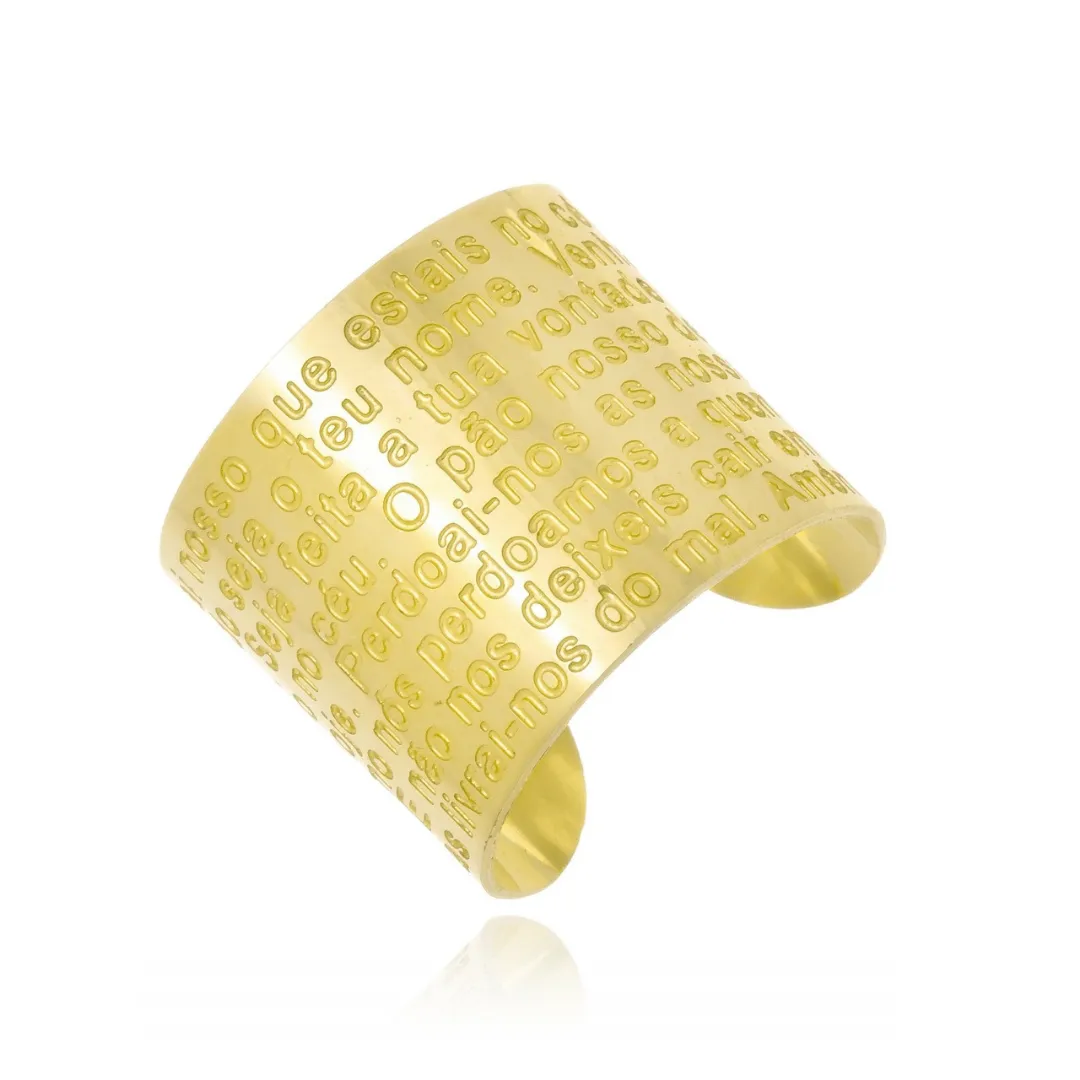 Anel Personalizado com Texto Banhado a Ouro