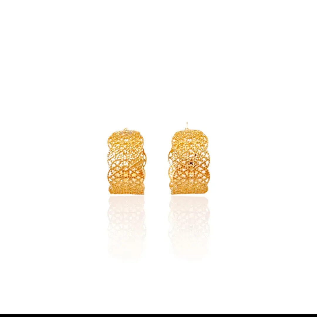 Brinco Argola Renda Banhada a Ouro