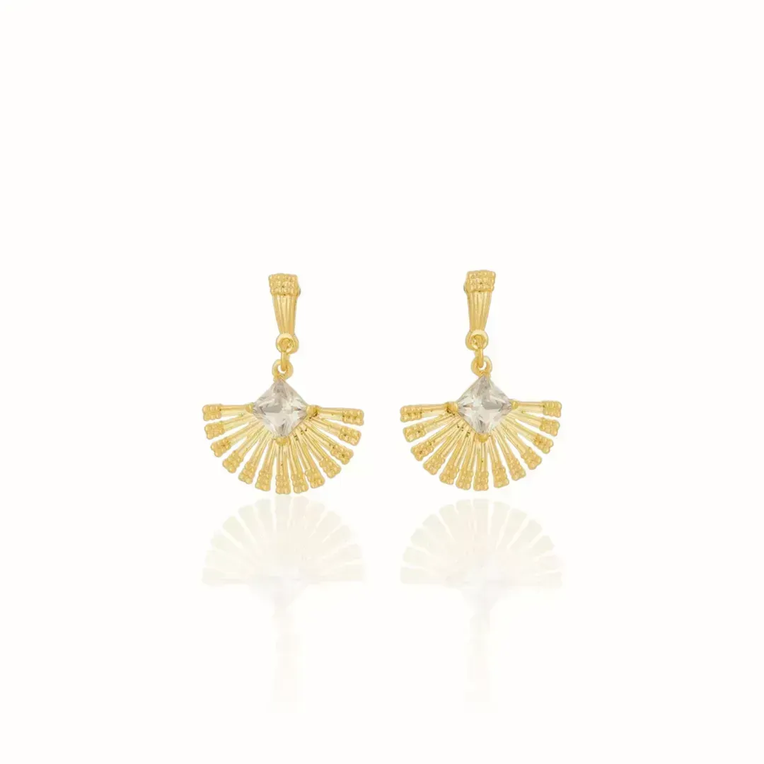 Brinco Leque Zirconia Carrê