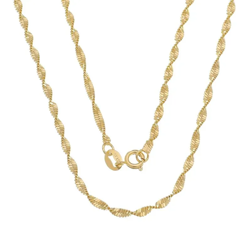 Corrente Torcida 3,2mm 45cm Banhada a Ouro