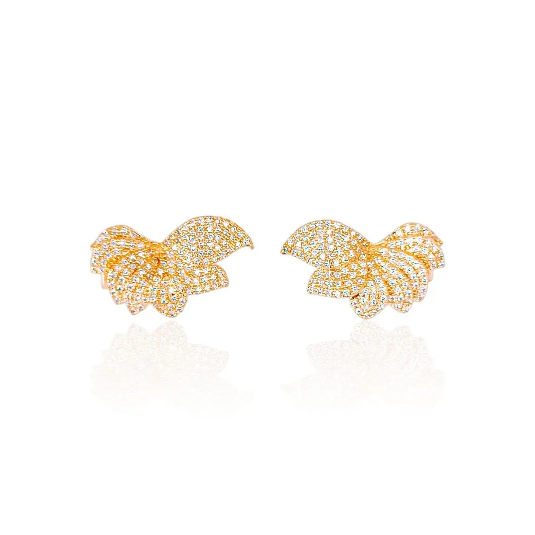 Brinco Ear Cuff Folhas Cravejadas