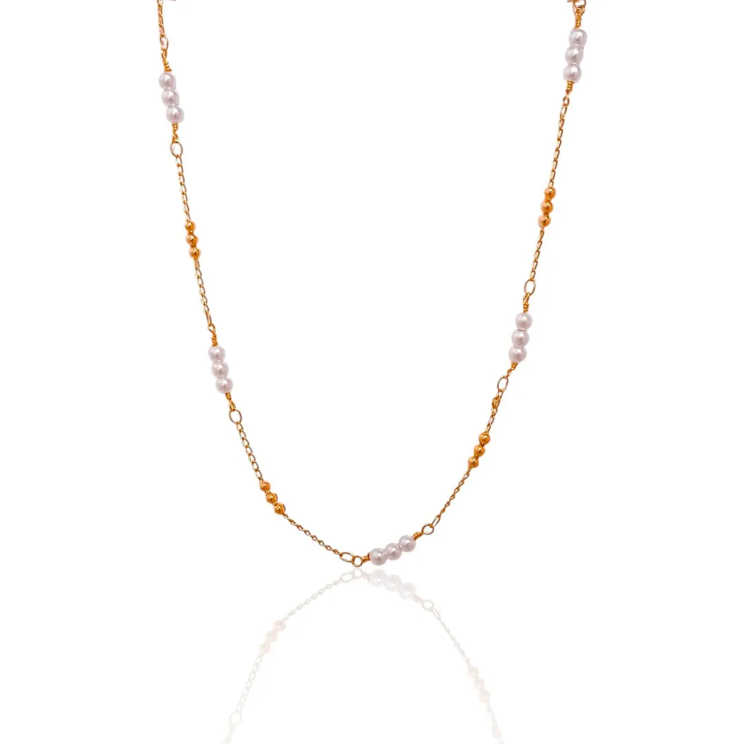 Choker 3x3 Pérola e Bolinha dourada