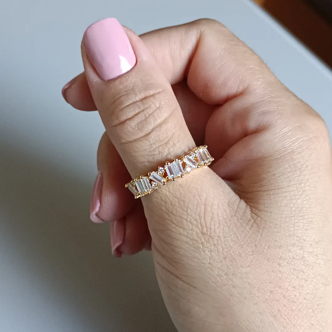 Anel Baguetes Zirconias