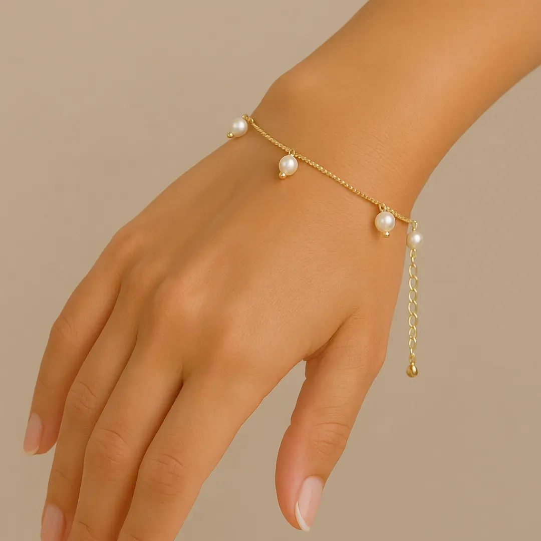 Pulseira Pérolas Penduradas