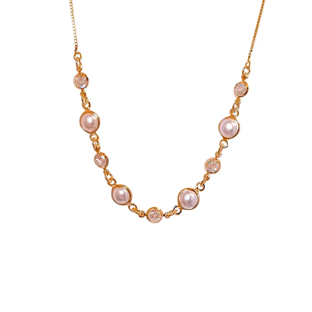 Colar Pérolas Cascata com Zircônias