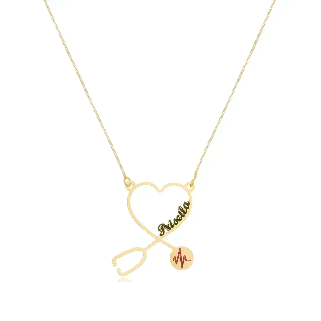 Colar Personalizado Área da Saúde Banhado a Ouro